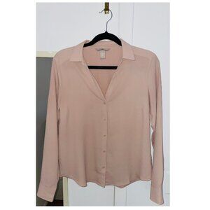 H&M Pink Button Up Long Sleeve Top (Size S)